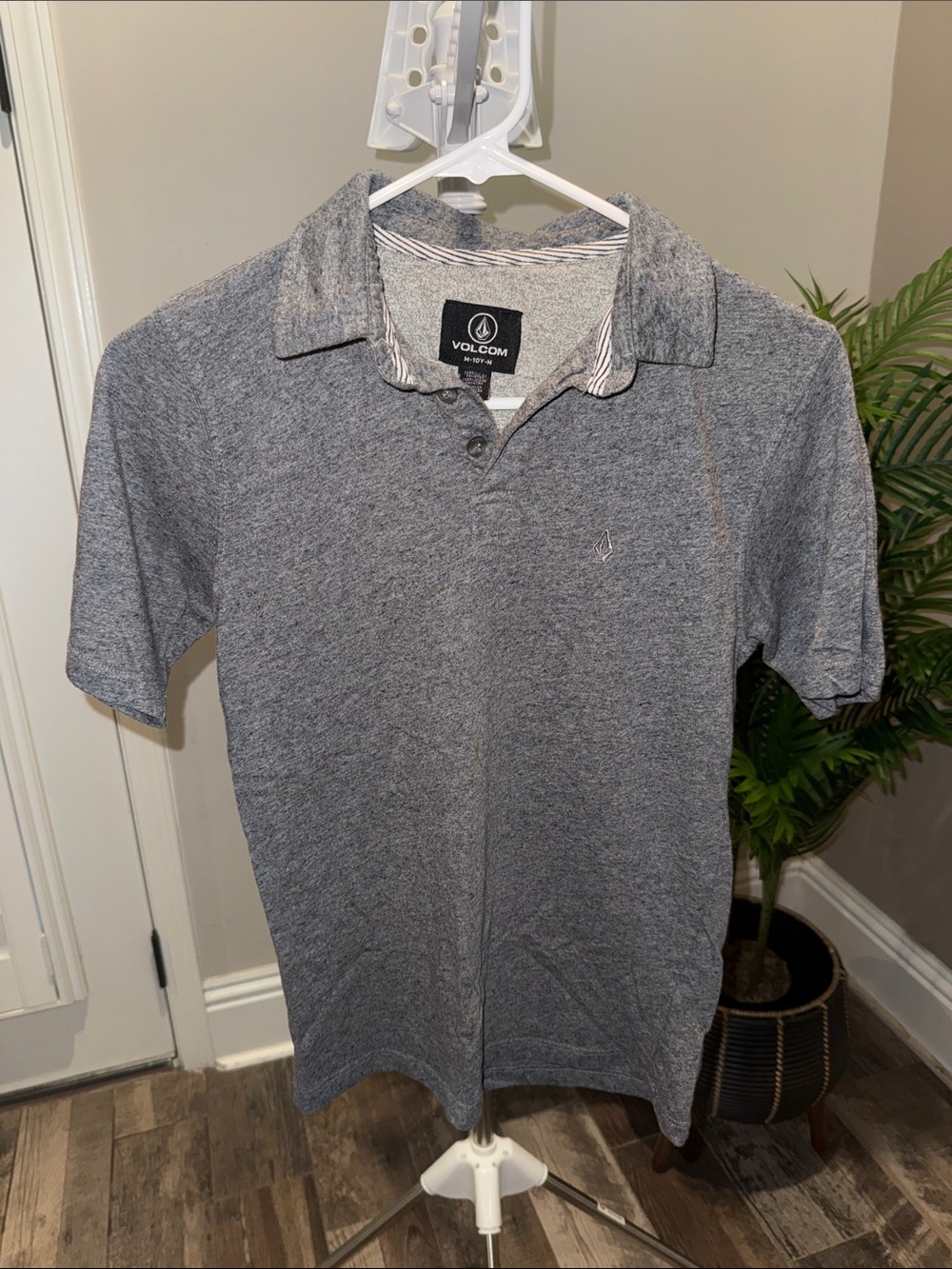 Boys Volcom Heather Gray Short-Sleeve Polo size 10